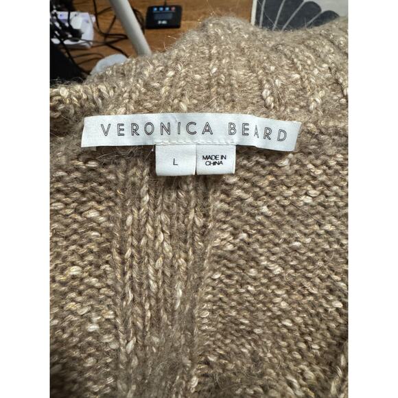 VERONICA BEARD Cold Shoulder Selleck Sweater Size L in Light Brown/Gold - Picture 6 of 8